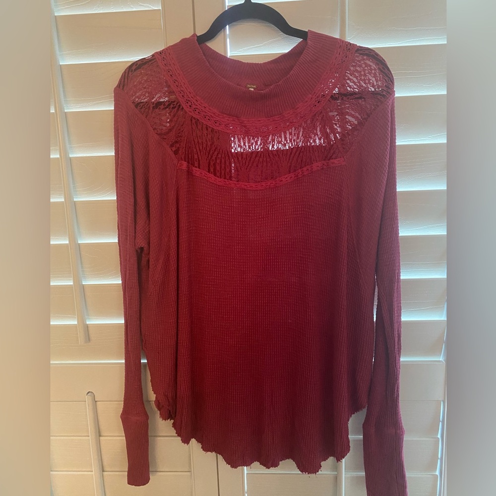 Free People Cochineal Long Sleeve Waffle Knit Size Small